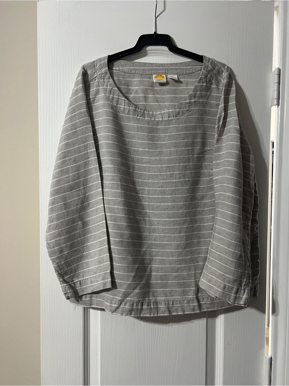 C&C California Light Gray Striped Tee with Sun Logo